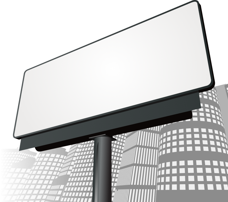 Blank DOOH billboard against a city skyline
